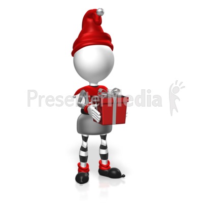 Elf Hold Present 2 Presentation clipart