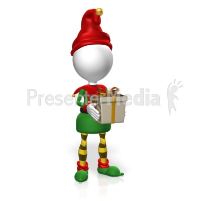 Elf Hold Present Presentation clipart