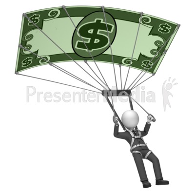 Businessman Money Parachute Presentation clipart