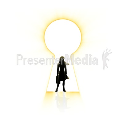 Businesswoman Silhouette In Keyhole Presentation clipart