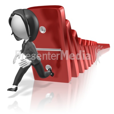 Business Woman Run Dominos Presentation clipart