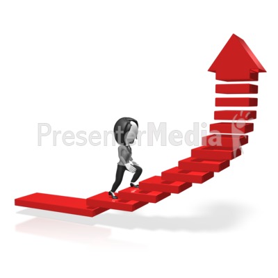 Business Woman Stepping Up Arrow Presentation clipart