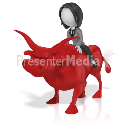 Business Woman Ride Bull Presentation clipart