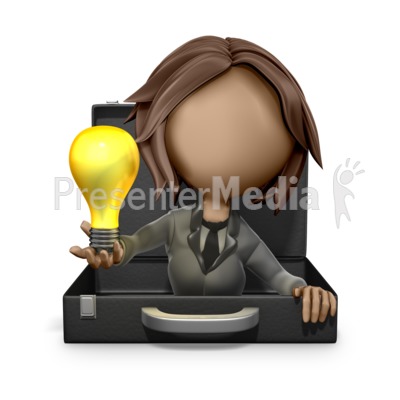 Businesswoman Reveal Light Bulb Idea Presentation clipart