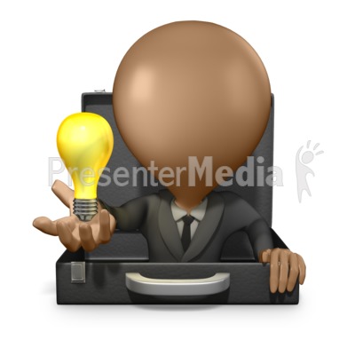 Business Man reveal Light Bulb Idea Presentation clipart
