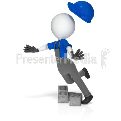 Worker Trip Over Cinder Blocks Presentation clipart