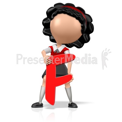 School Girl Holding an F Presentation clipart