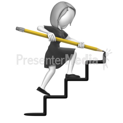 Business Woman Draw Stairs Presentation clipart