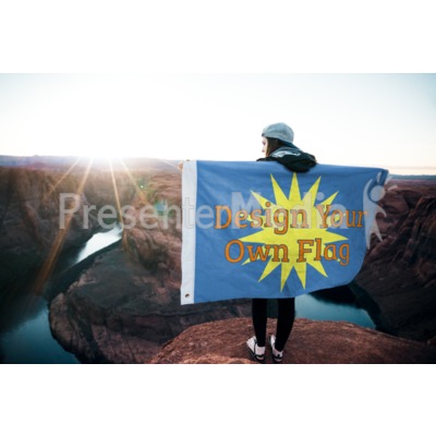 Girl Holding Flag Outside Custom Presentation clipart
