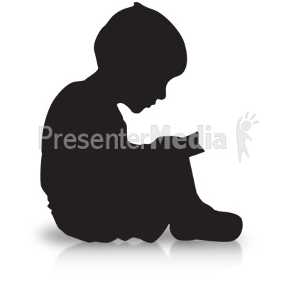 Boy Reading Silhouette Presentation clipart