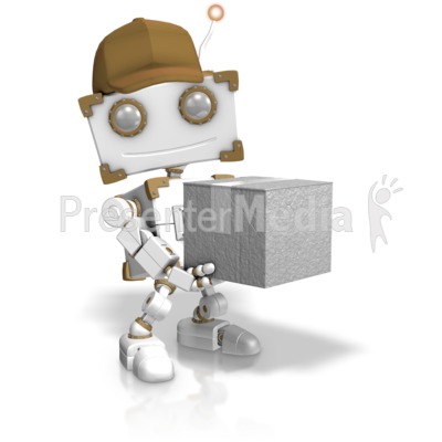 Delivery Robot Holding Closed Box Presentation clipart