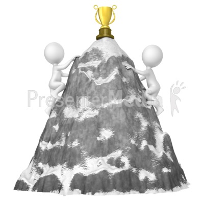 Figures Climb Mountain For Trophy Presentation clipart