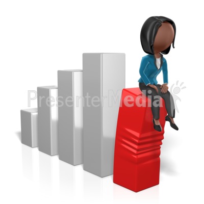 Business Woman Sit On Graph Presentation clipart
