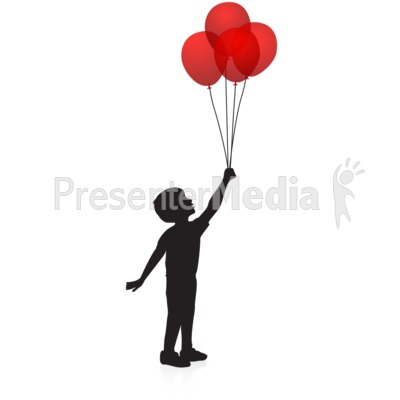 Boy Balloons Silhouette Presentation clipart