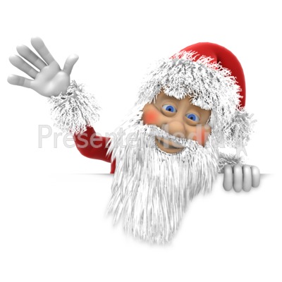 Santa Waving Above Wall Presentation clipart