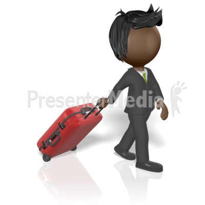 Businessman Pull Luggage Presentation clipart