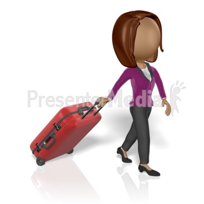 Business Woman Pull Luggage Presentation clipart