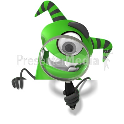 M Monster Holding Magnifying Glass Presentation clipart