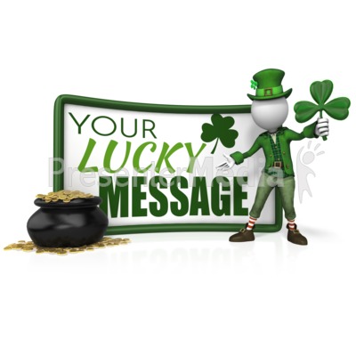 Leprechaun Sign Holding Shamrock Presentation clipart