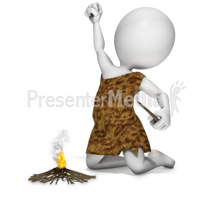Caveman Start Fire Presentation clipart
