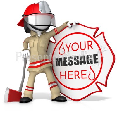 Fire Fighter Standing By Custom Sign Presentation clipart