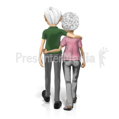 Old Couple Holding One Another Presentation clipart