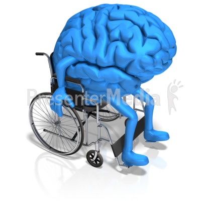 Brain Character In Wheelchair Presentation clipart