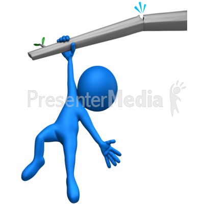 Figure Hanging On Broken Branch Presentation clipart