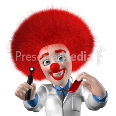 Clown Doctor Saying Open Up Say Ahh Presentation clipart