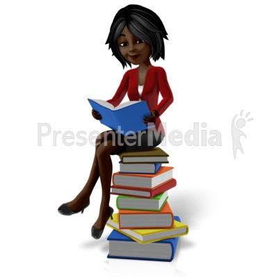 Talia Sitting On Pile Of Books Presentation clipart