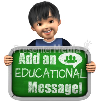 Boy Holding Custom Chalkboard Sign Presentation clipart