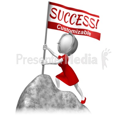Woman Stake Flag Mountain Summit Presentation clipart