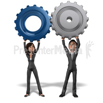 Business Team Holding Gears Together Presentation clipart