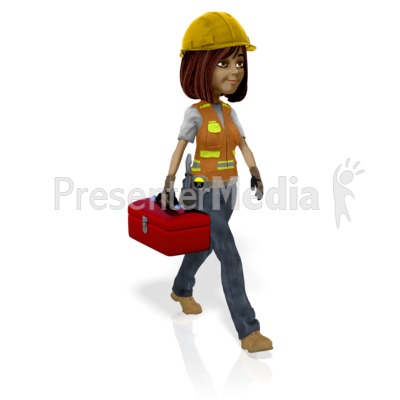 Female Construction Worker Toolbox Presentation clipart