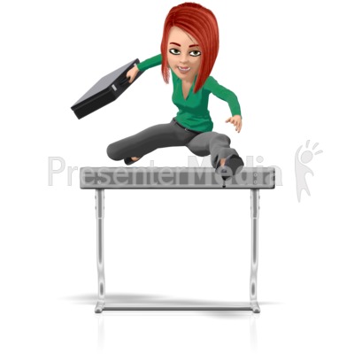 Business Woman Briefcase Hurdle Presentation clipart