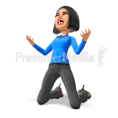 Business Woman On Knees In Despair Presentation clipart