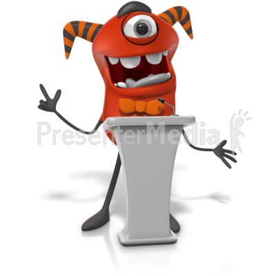 Monster Behind Podium Presentation clipart