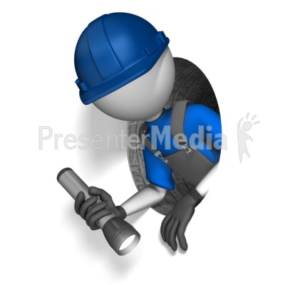 Figure Climing Through Small Hole Presentation clipart