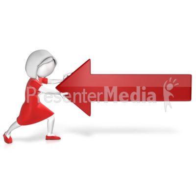 Woman Pushing Against Arrow Presentation clipart