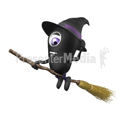 Character Halloween Broom Presentation clipart