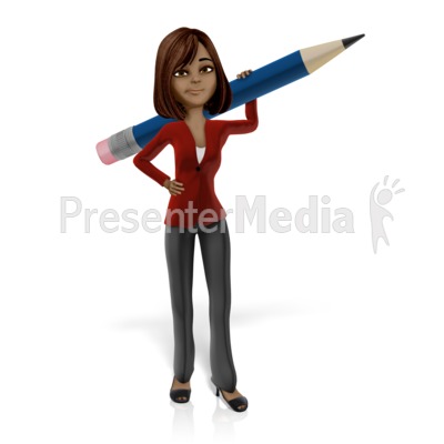 Talia Holding Oversized Pencil Presentation clipart