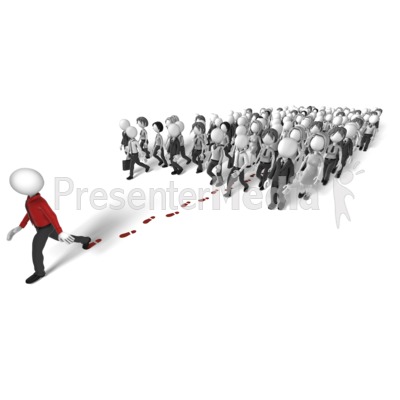 Crowd Following The Leader Man Presentation clipart