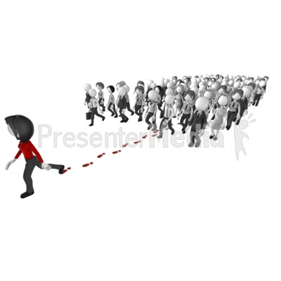 Crowd Following The Leader Woman Presentation clipart