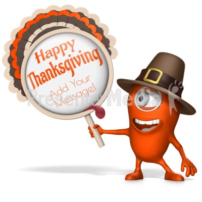 Monster Minion Holding Turkey Sign Presentation clipart