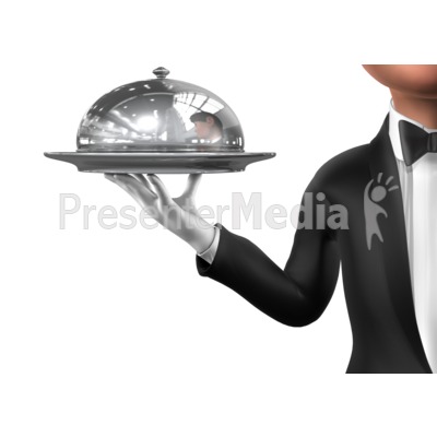 Holding Elegant Closed Platter Presentation clipart