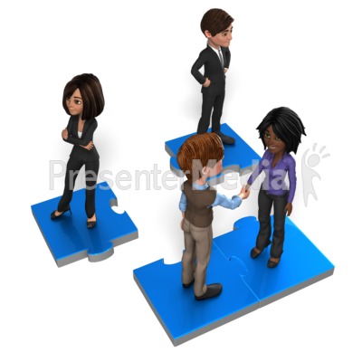 Business People On Puzzle Presentation clipart
