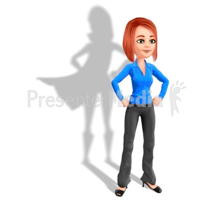 Business Woman Superhero Shadow Presentation clipart