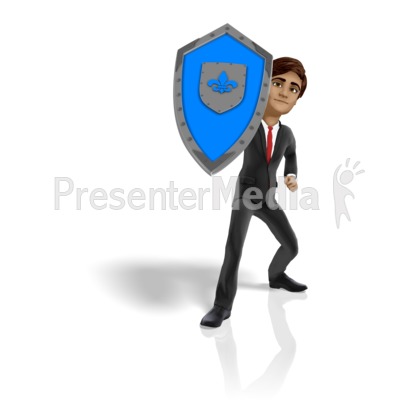 Businessman Shield Protect Presentation clipart
