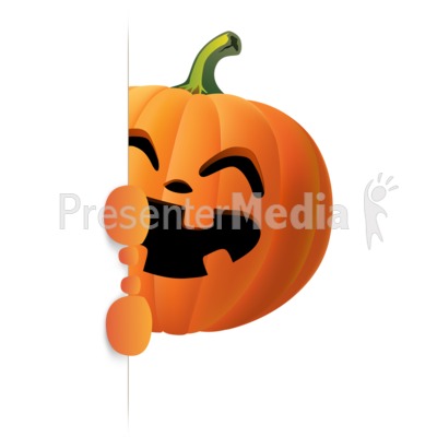 Happy Pumpkin Holding Side Sign Presentation clipart