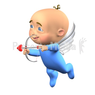 Cupid Baby Aiming With Heart Bow Presentation clipart